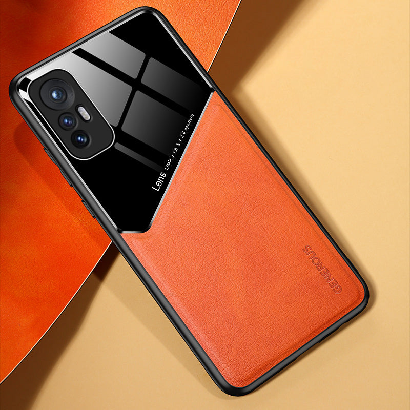Precise Cut-Out Phone Case for Xiaomi 12 Pro 5G/12S Pro 5G/12 Pro (Dimensity) 5G Pro Shockproof Cover Anti-Fall Textured Leather Shell with Magnetic Metal Sheet TPU Frame Phone Protector