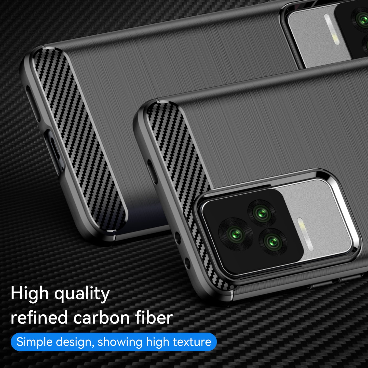 1.8mm Carbon Fiber Texture Phone Case for Xiaomi Redmi K50 Pro/K50, Brushed Surface Flexible TPU Protective Cover