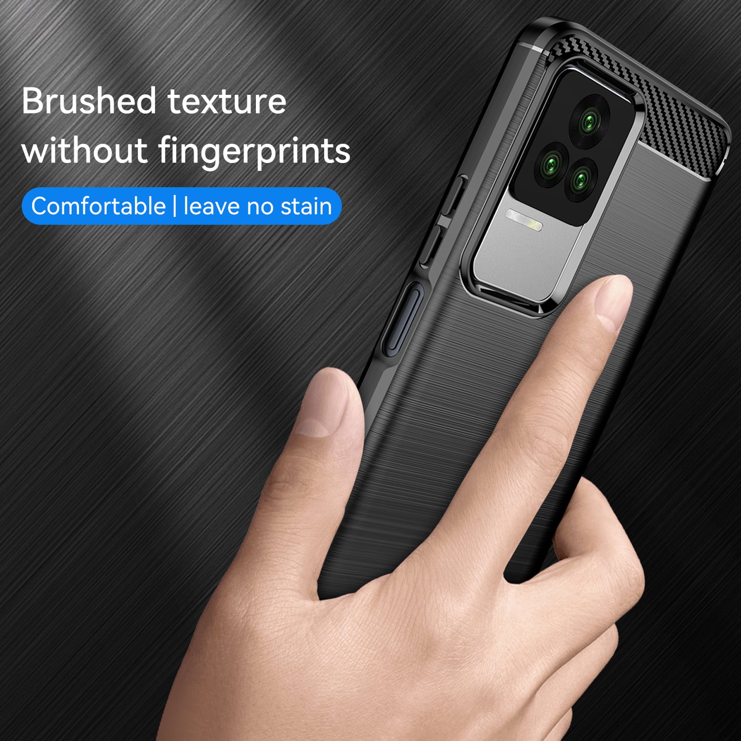 1.8mm Carbon Fiber Texture Phone Case for Xiaomi Redmi K50 Pro/K50, Brushed Surface Flexible TPU Protective Cover