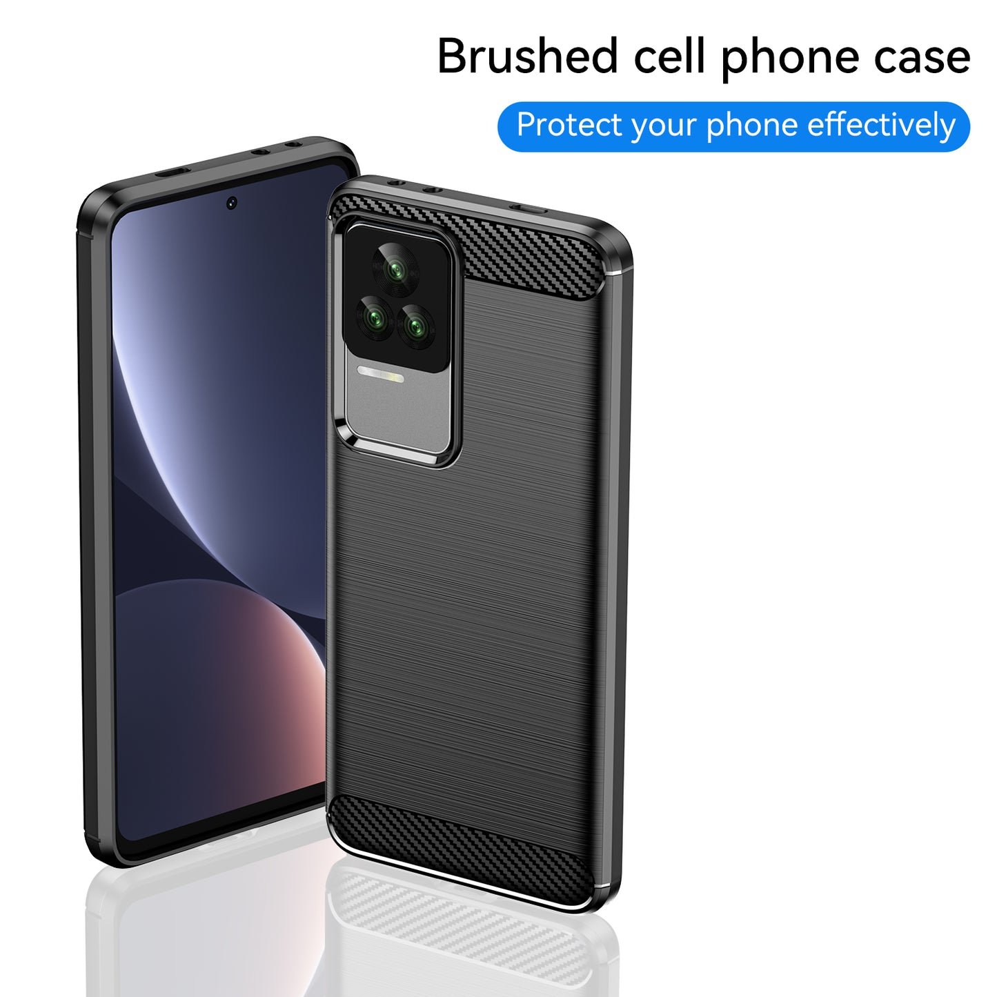 1.8mm Carbon Fiber Texture Phone Case for Xiaomi Redmi K50 Pro/K50, Brushed Surface Flexible TPU Protective Cover