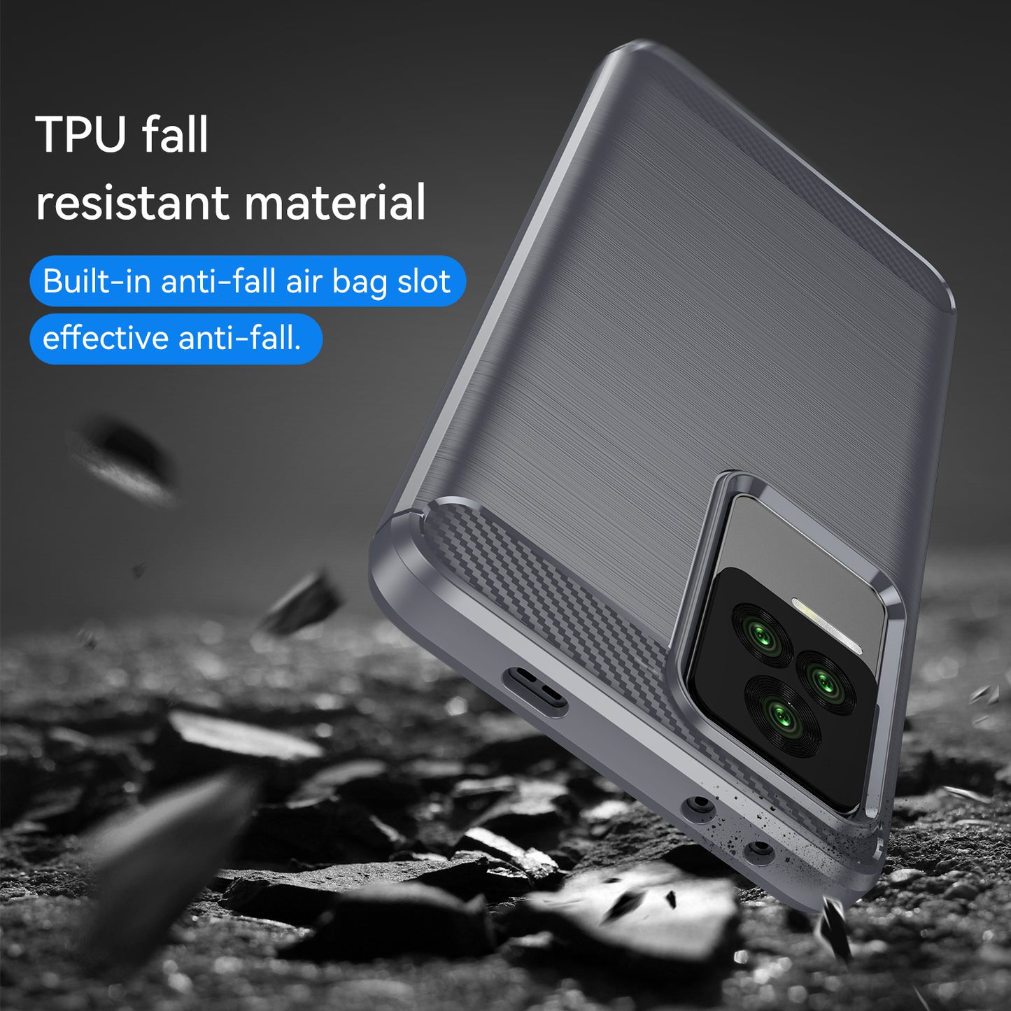 1.8mm Carbon Fiber Texture Phone Case for Xiaomi Redmi K50 Pro/K50, Brushed Surface Flexible TPU Protective Cover