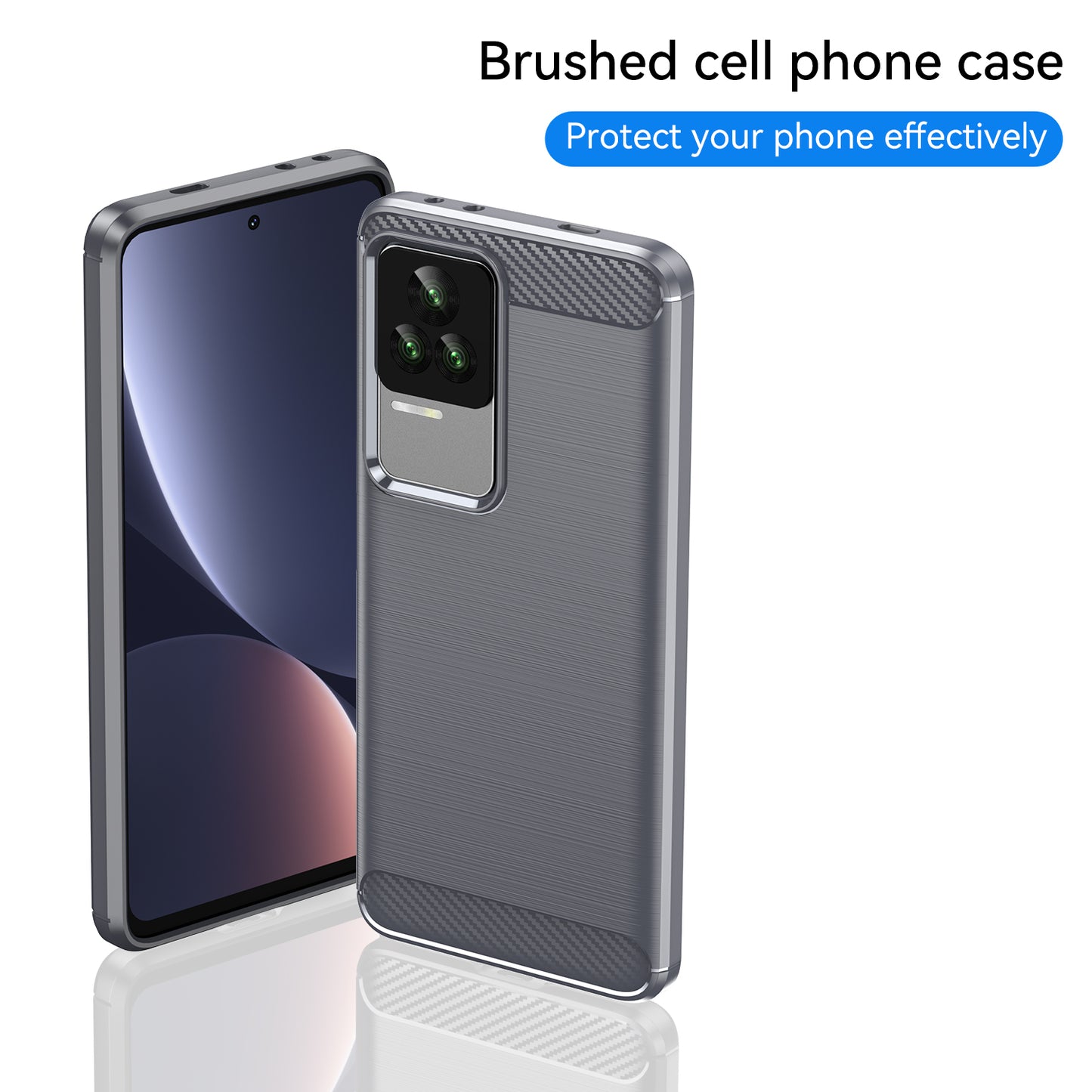 1.8mm Carbon Fiber Texture Phone Case for Xiaomi Redmi K50 Pro/K50, Brushed Surface Flexible TPU Protective Cover