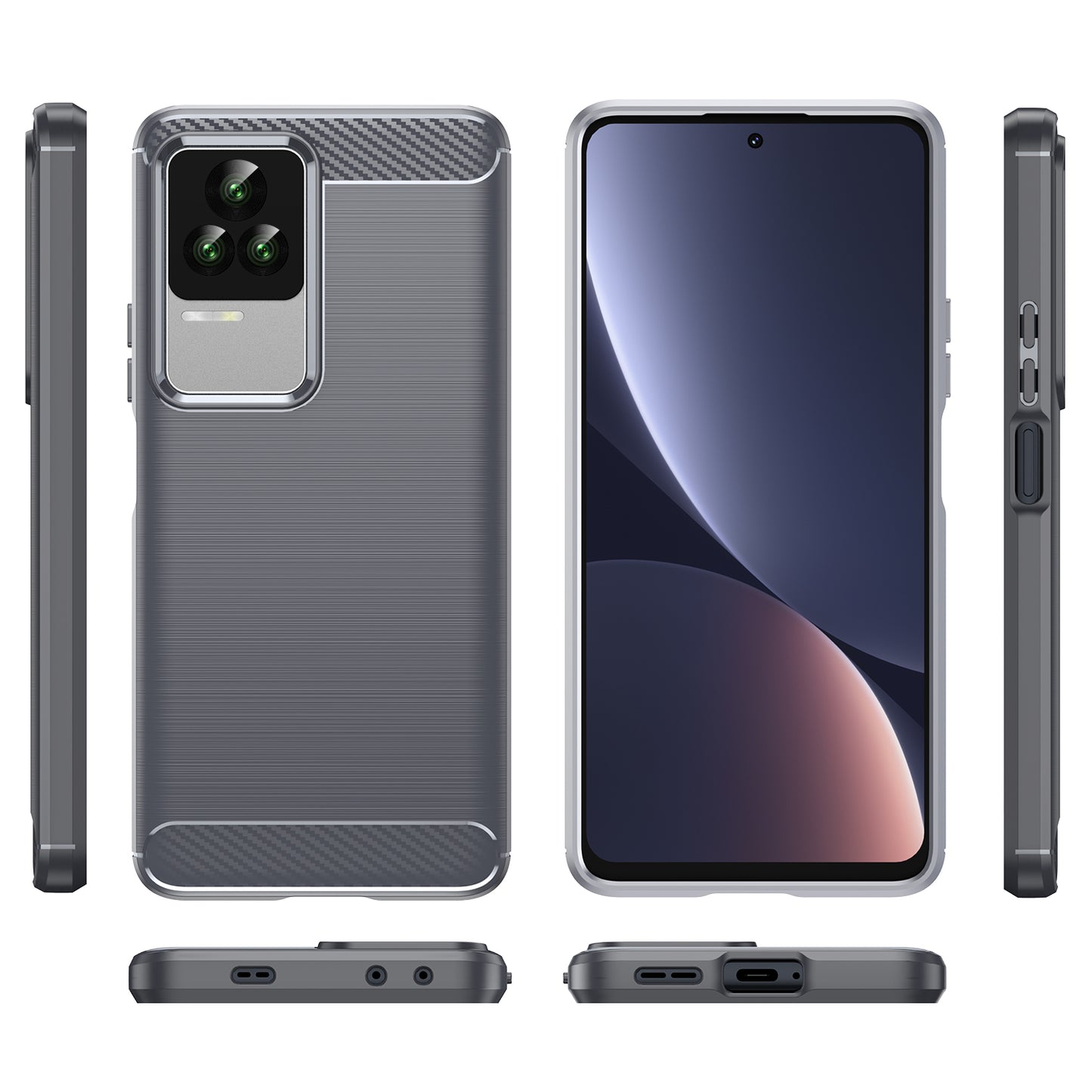 1.8mm Carbon Fiber Texture Phone Case for Xiaomi Redmi K50 Pro/K50, Brushed Surface Flexible TPU Protective Cover