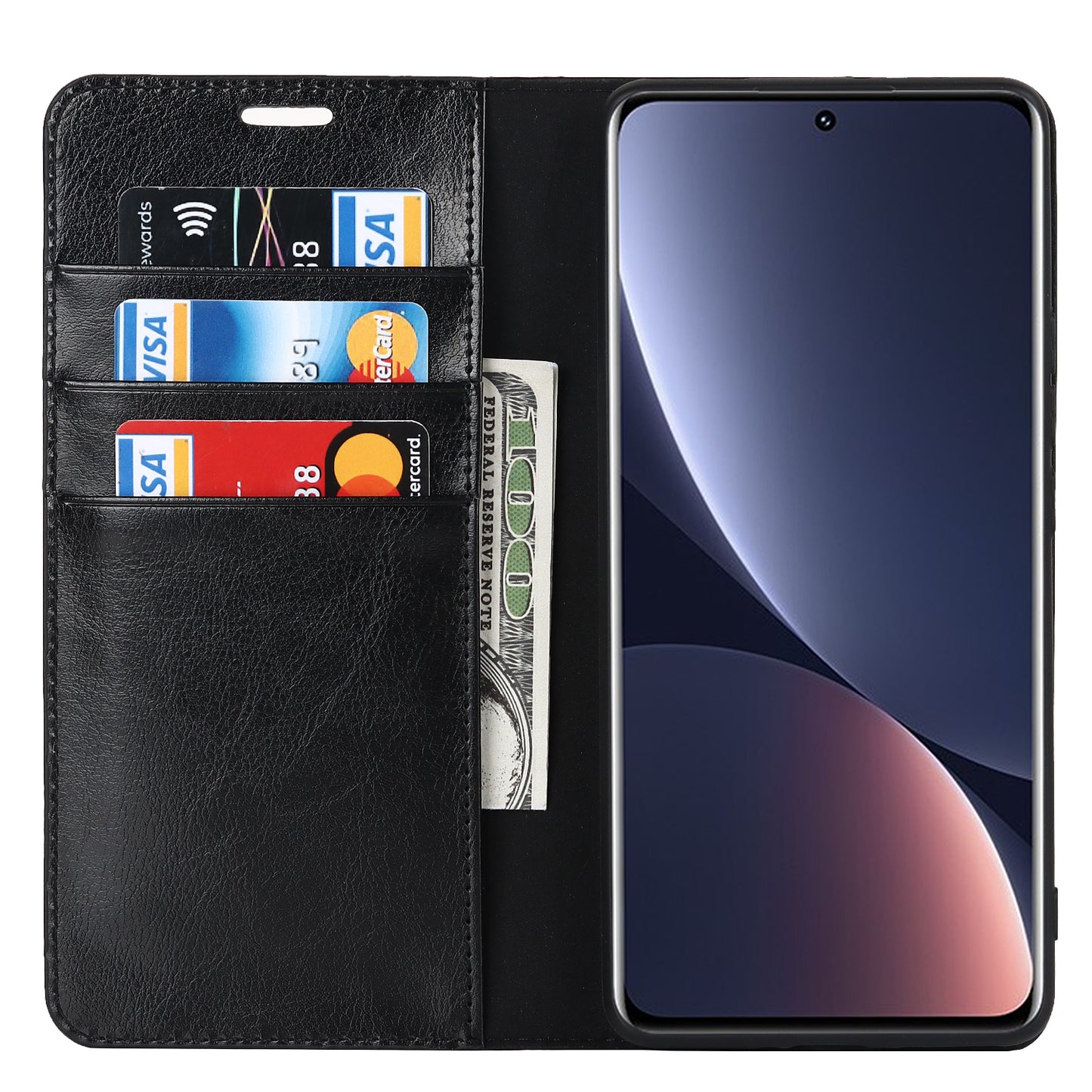 Genuine Leather Phone Case for Xiaomi 12 Pro 5G/12S Pro 5G/12 Pro (Dimensity) 5G, Anti-scratch Wallet Stand Crazy Horse Texture Shell