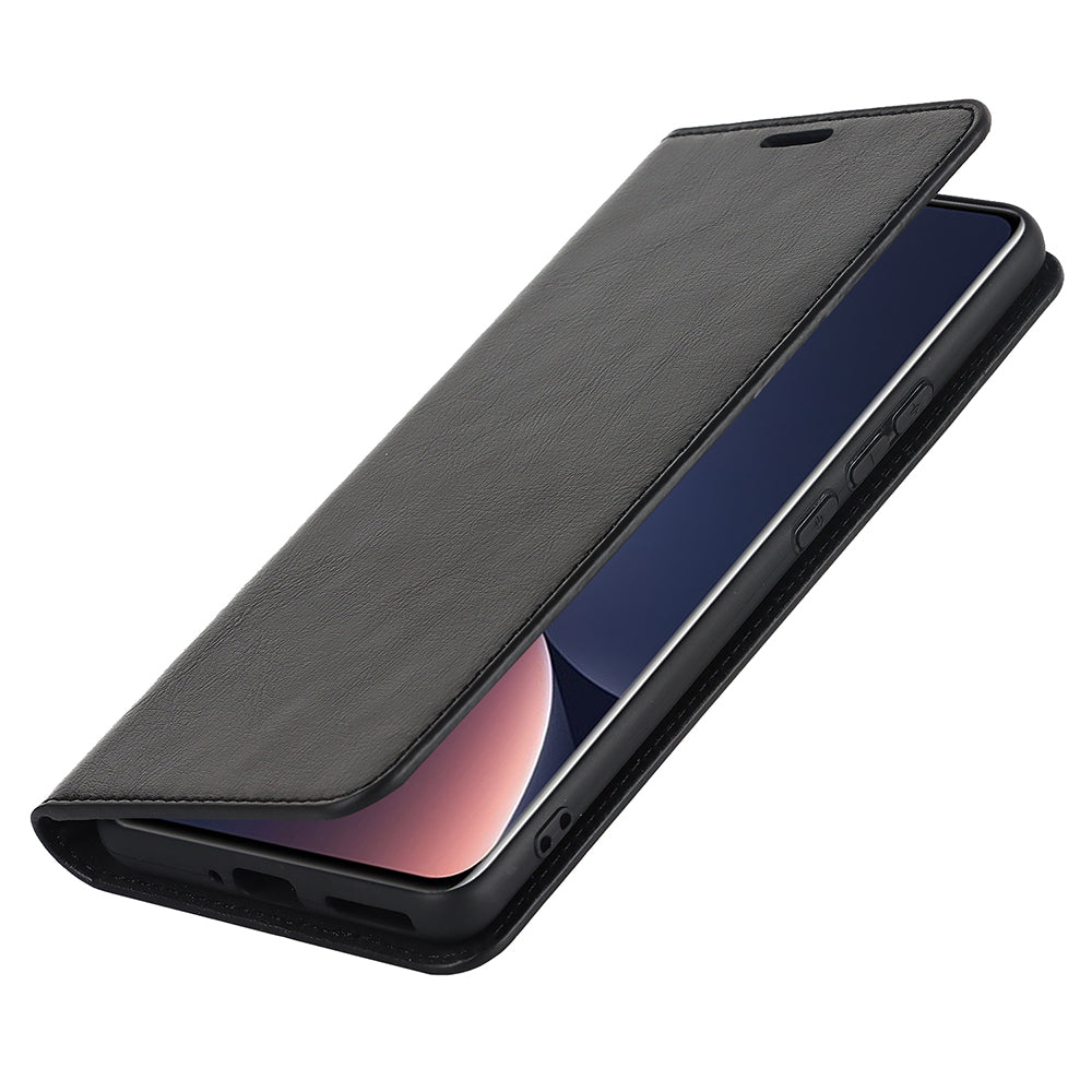 Genuine Leather Phone Case for Xiaomi 12 Pro 5G/12S Pro 5G/12 Pro (Dimensity) 5G, Anti-scratch Wallet Stand Crazy Horse Texture Shell