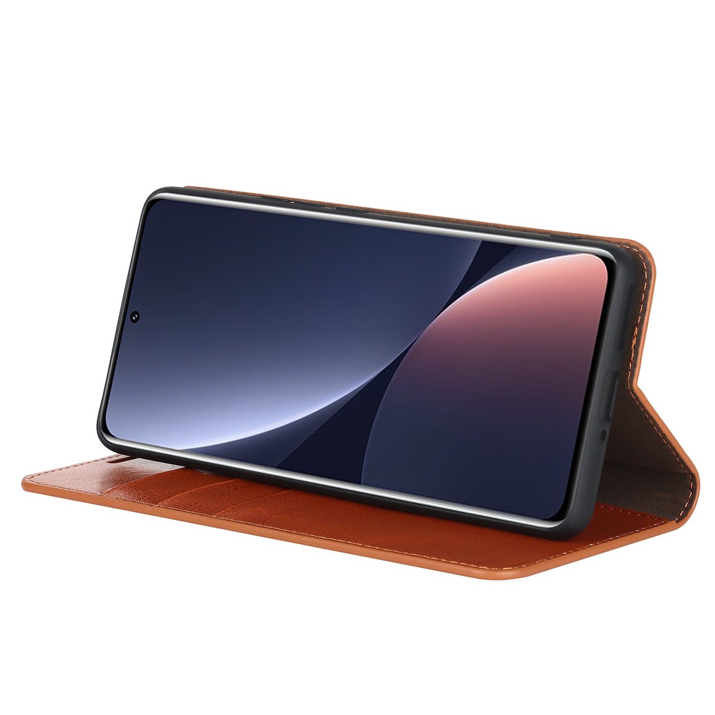 Genuine Leather Phone Case for Xiaomi 12 Pro 5G/12S Pro 5G/12 Pro (Dimensity) 5G, Anti-scratch Wallet Stand Crazy Horse Texture Shell