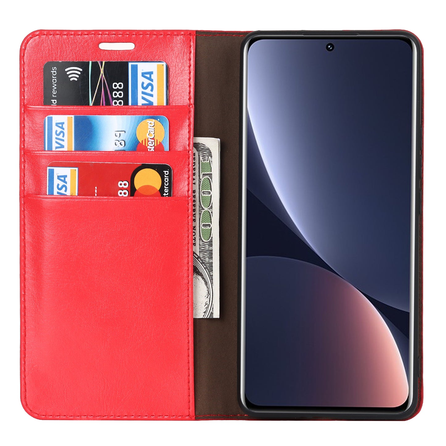 Genuine Leather Phone Case for Xiaomi 12 Pro 5G/12S Pro 5G/12 Pro (Dimensity) 5G, Anti-scratch Wallet Stand Crazy Horse Texture Shell
