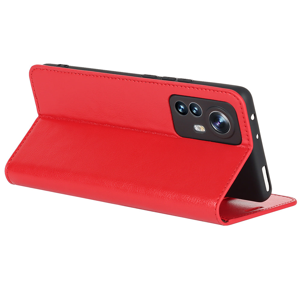 Genuine Leather Phone Case for Xiaomi 12 Pro 5G/12S Pro 5G/12 Pro (Dimensity) 5G, Anti-scratch Wallet Stand Crazy Horse Texture Shell