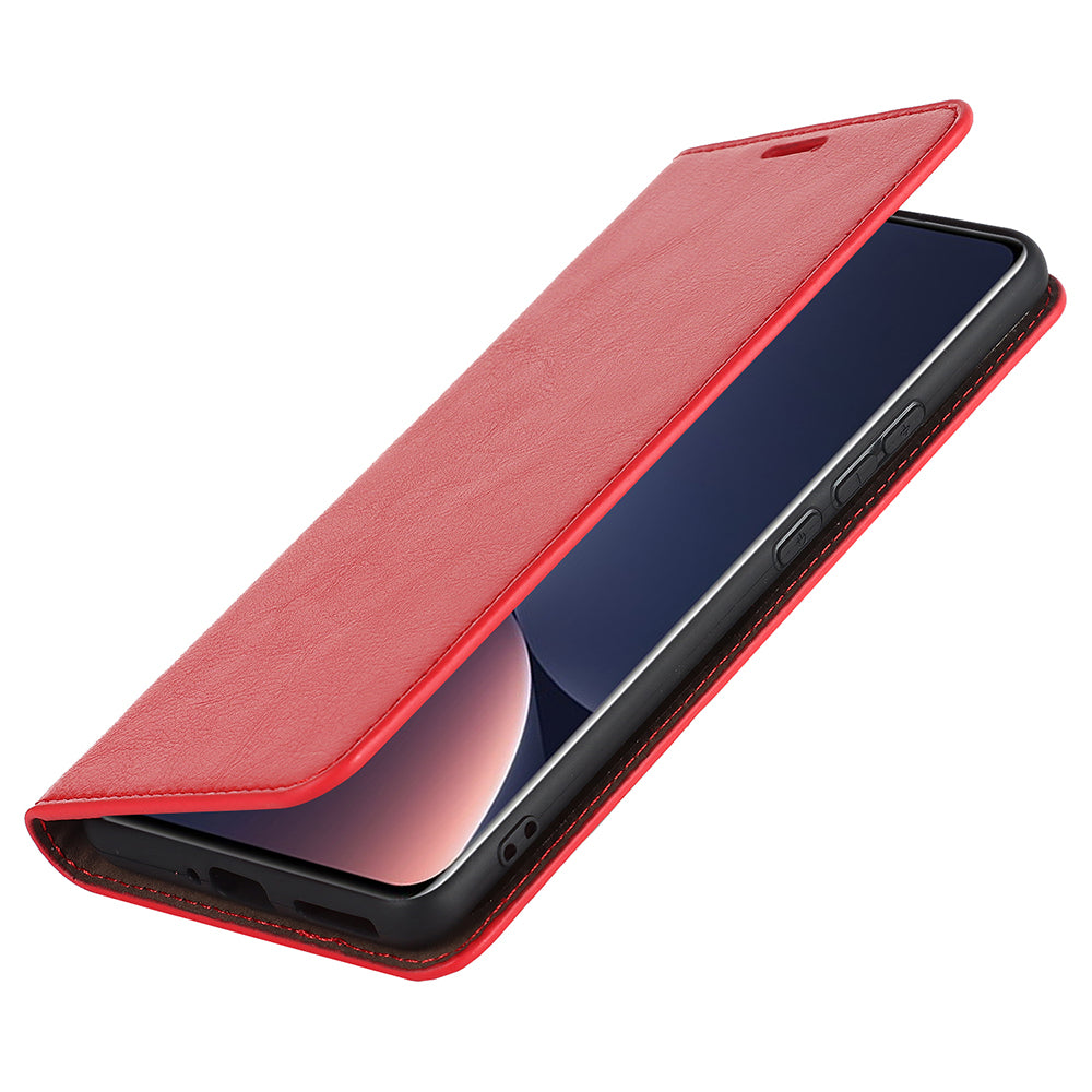 Genuine Leather Phone Case for Xiaomi 12 Pro 5G/12S Pro 5G/12 Pro (Dimensity) 5G, Anti-scratch Wallet Stand Crazy Horse Texture Shell