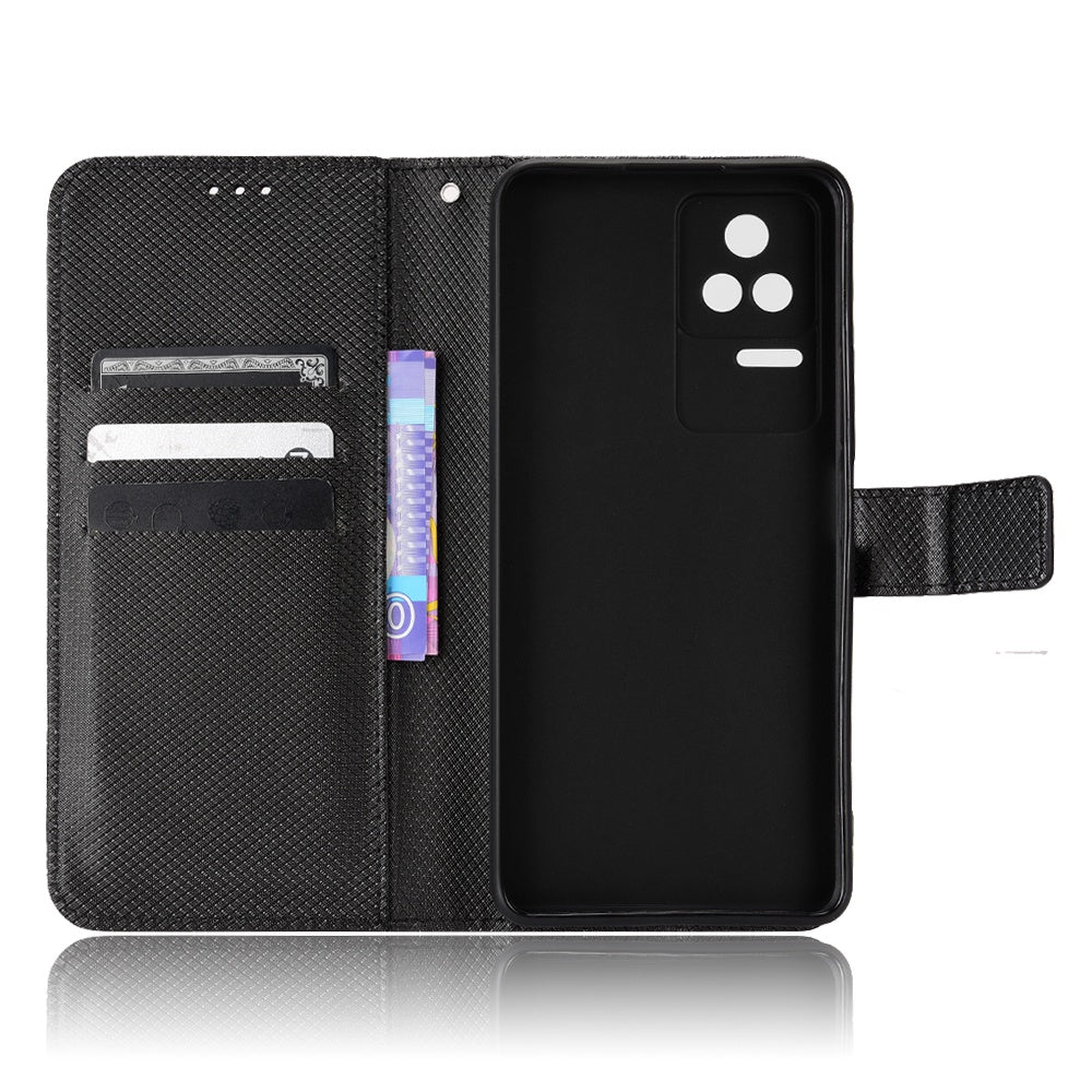 For Xiaomi Redmi K50/K50 Pro Diamond Texture PU Leather Well-protected Phone Case Wallet Stand Cover with Strap