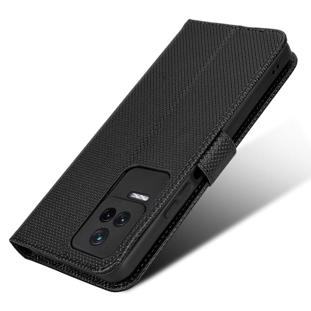 For Xiaomi Redmi K50/K50 Pro Diamond Texture PU Leather Well-protected Phone Case Wallet Stand Cover with Strap