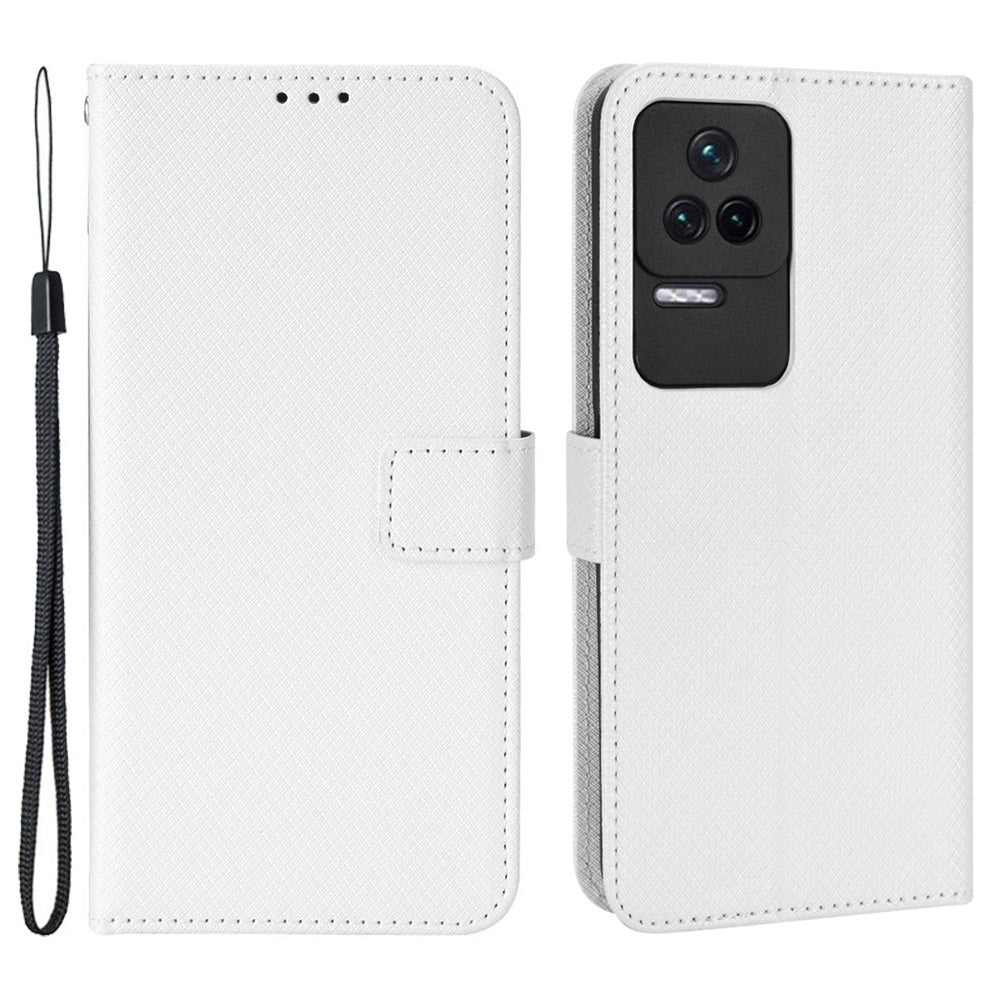 For Xiaomi Redmi K50/K50 Pro Diamond Texture PU Leather Well-protected Phone Case Wallet Stand Cover with Strap