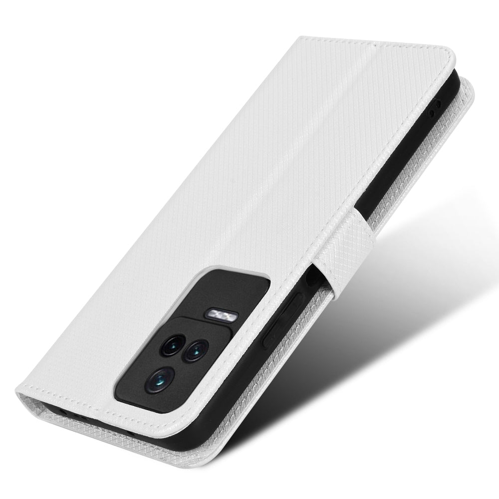 For Xiaomi Redmi K50/K50 Pro Diamond Texture PU Leather Well-protected Phone Case Wallet Stand Cover with Strap