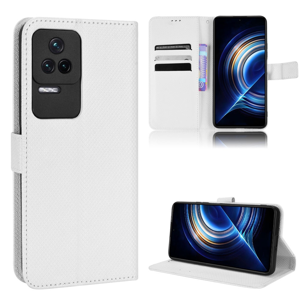 For Xiaomi Redmi K50/K50 Pro Diamond Texture PU Leather Well-protected Phone Case Wallet Stand Cover with Strap