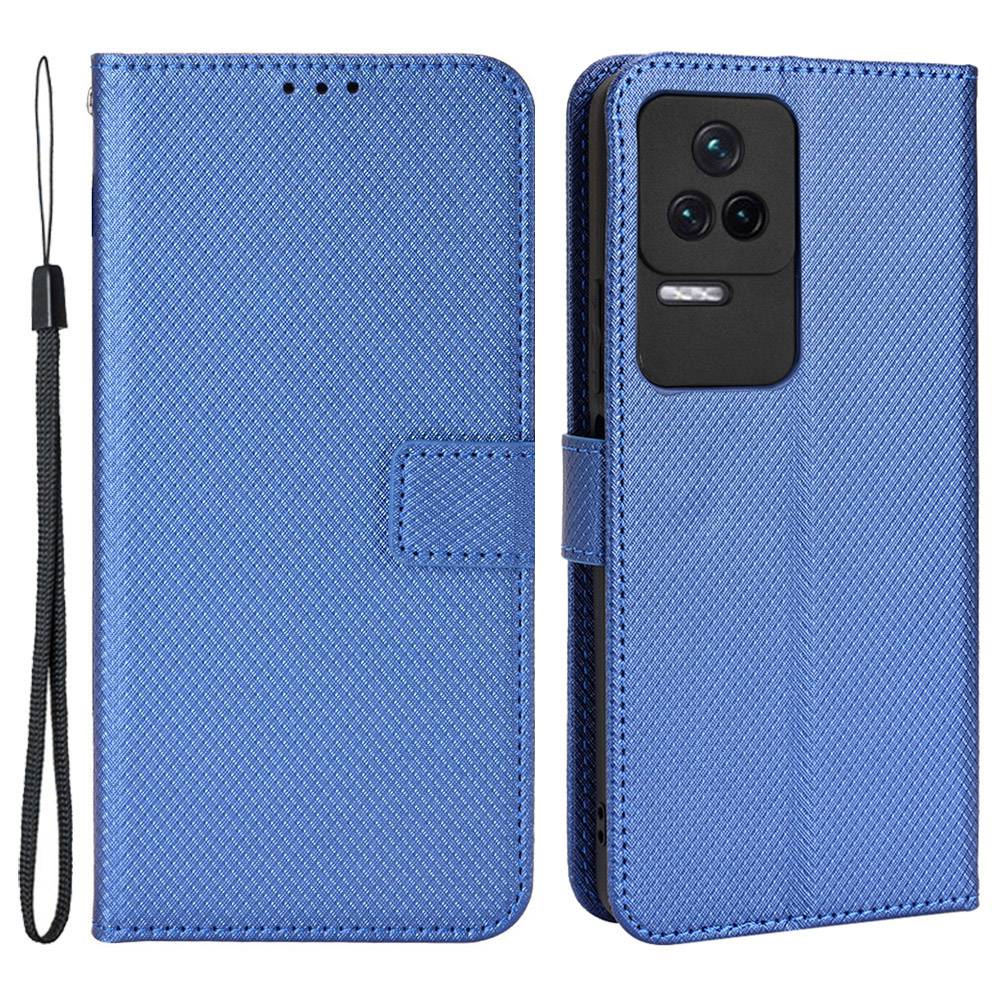 For Xiaomi Redmi K50/K50 Pro Diamond Texture PU Leather Well-protected Phone Case Wallet Stand Cover with Strap