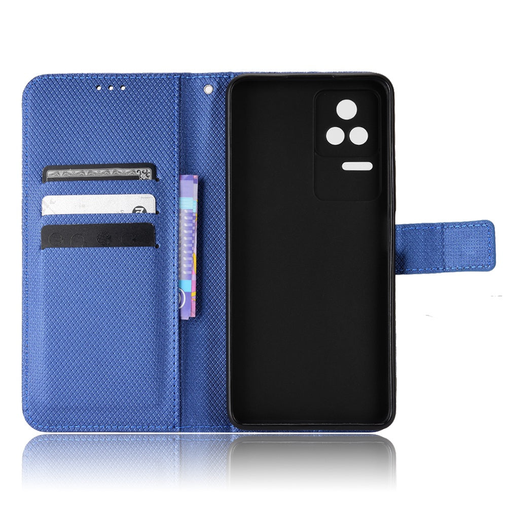 For Xiaomi Redmi K50/K50 Pro Diamond Texture PU Leather Well-protected Phone Case Wallet Stand Cover with Strap