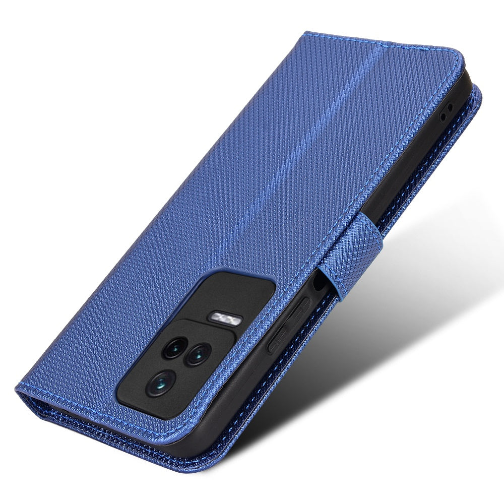 For Xiaomi Redmi K50/K50 Pro Diamond Texture PU Leather Well-protected Phone Case Wallet Stand Cover with Strap