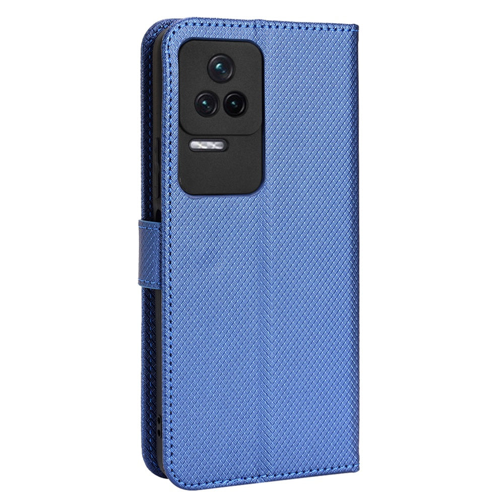 For Xiaomi Redmi K50/K50 Pro Diamond Texture PU Leather Well-protected Phone Case Wallet Stand Cover with Strap