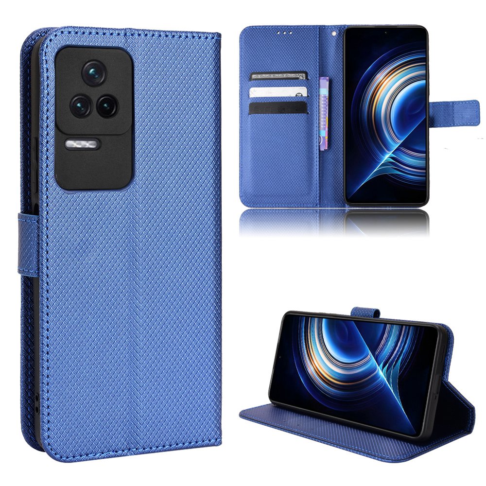 For Xiaomi Redmi K50/K50 Pro Diamond Texture PU Leather Well-protected Phone Case Wallet Stand Cover with Strap