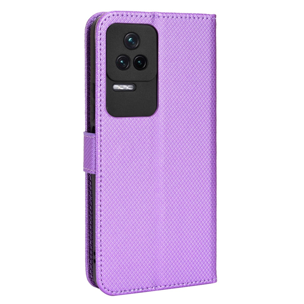 For Xiaomi Redmi K50/K50 Pro Diamond Texture PU Leather Well-protected Phone Case Wallet Stand Cover with Strap