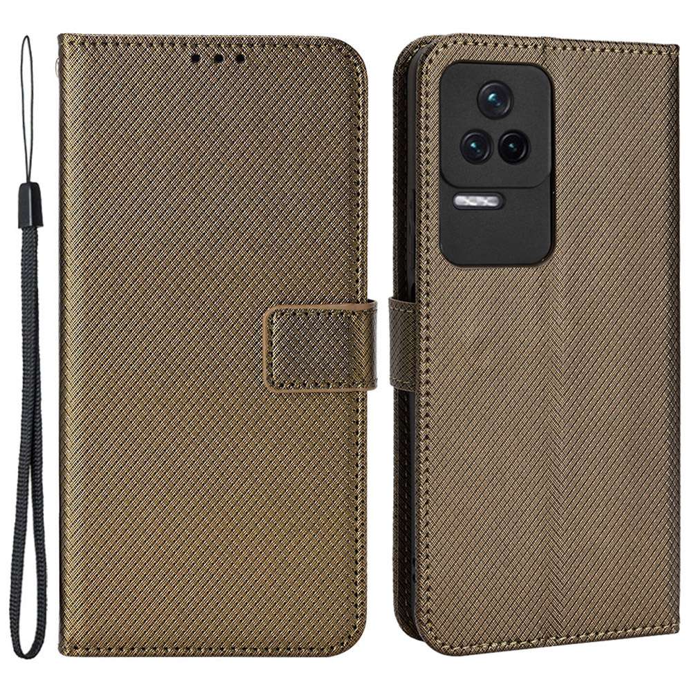 For Xiaomi Redmi K50/K50 Pro Diamond Texture PU Leather Well-protected Phone Case Wallet Stand Cover with Strap