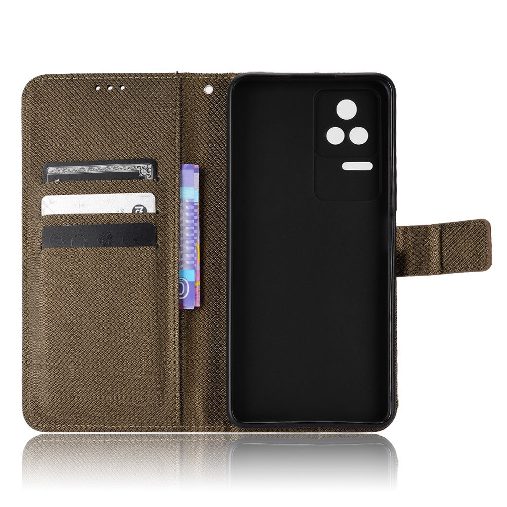 For Xiaomi Redmi K50/K50 Pro Diamond Texture PU Leather Well-protected Phone Case Wallet Stand Cover with Strap
