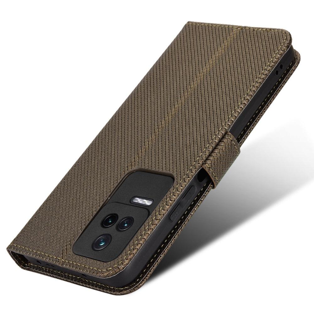 For Xiaomi Redmi K50/K50 Pro Diamond Texture PU Leather Well-protected Phone Case Wallet Stand Cover with Strap