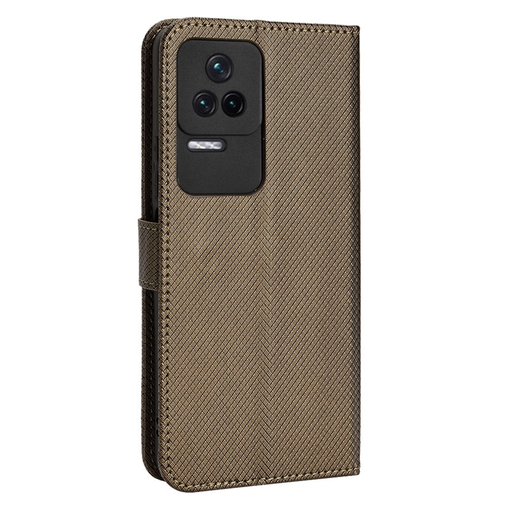 For Xiaomi Redmi K50/K50 Pro Diamond Texture PU Leather Well-protected Phone Case Wallet Stand Cover with Strap
