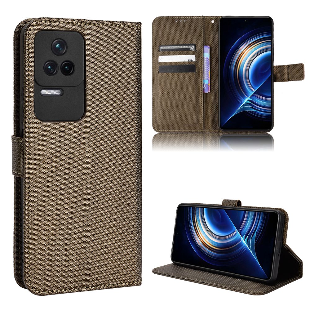 For Xiaomi Redmi K50/K50 Pro Diamond Texture PU Leather Well-protected Phone Case Wallet Stand Cover with Strap