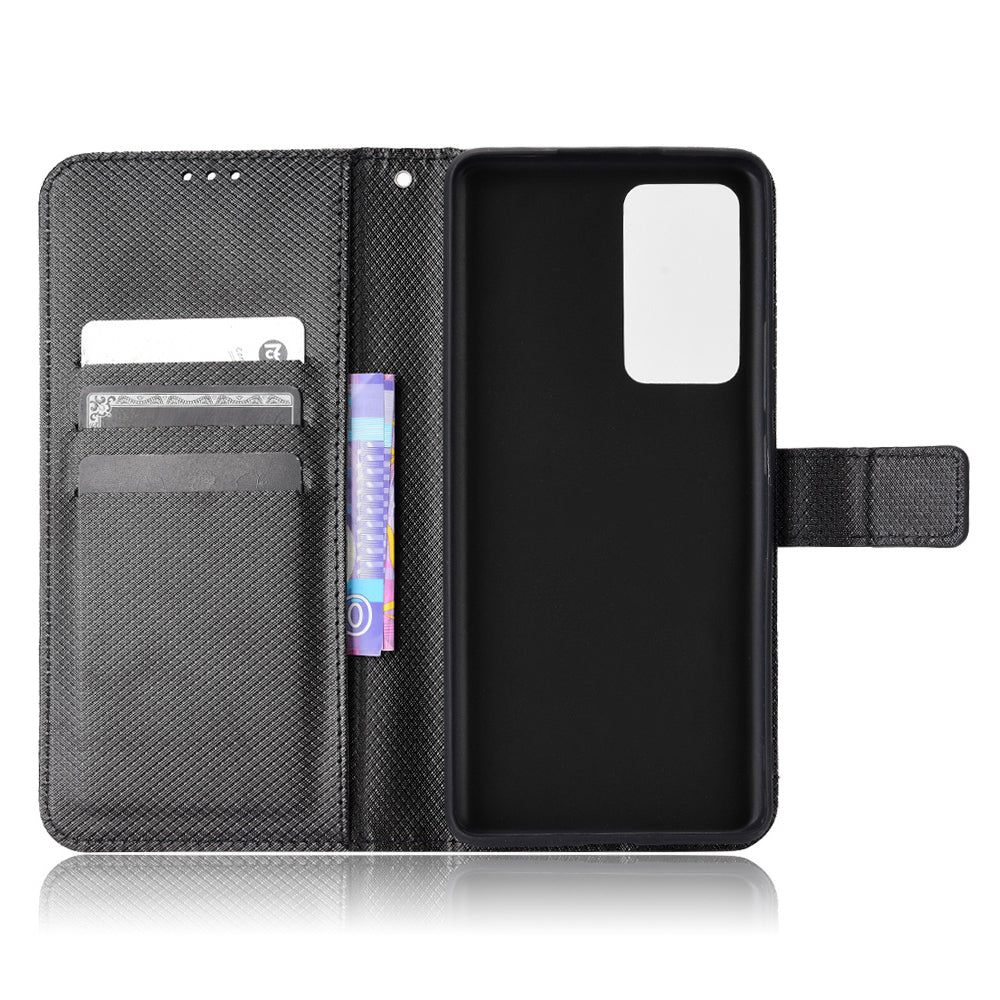 For Xiaomi 12/12X/12S 5G PU Leather Wallet Book Stand View Cover Diamond Texture Flip Phone Case with Wrist Strap