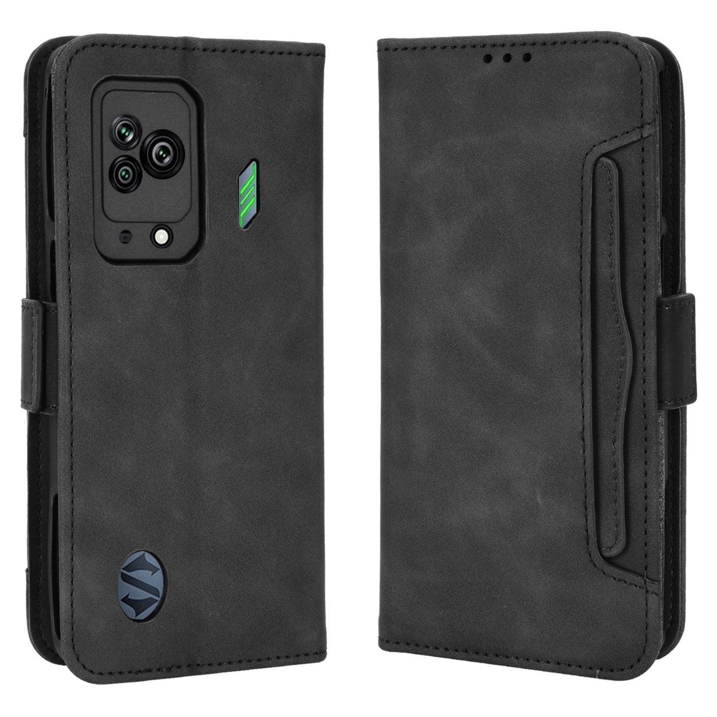 For Xiaomi Black Shark 5 Multiple Card Slots Phone Cover Anti-scratch PU Leather Wallet Stand Case