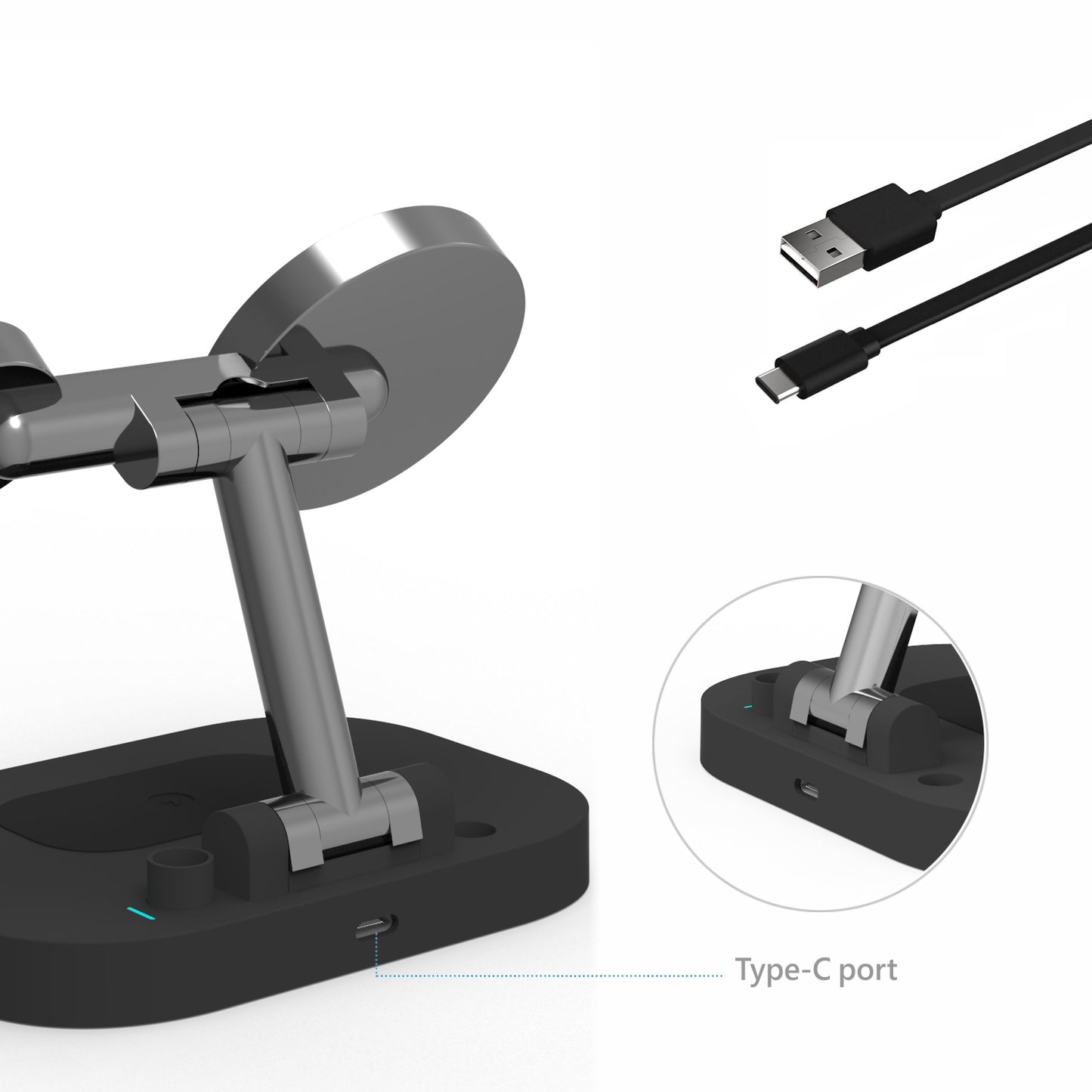 T2 4-in-1 15W Magnetic Wireless Charger Desktop Wireless Charging Stand Dock for iPhone 12 Series iWatch AirPods Apple Pencil