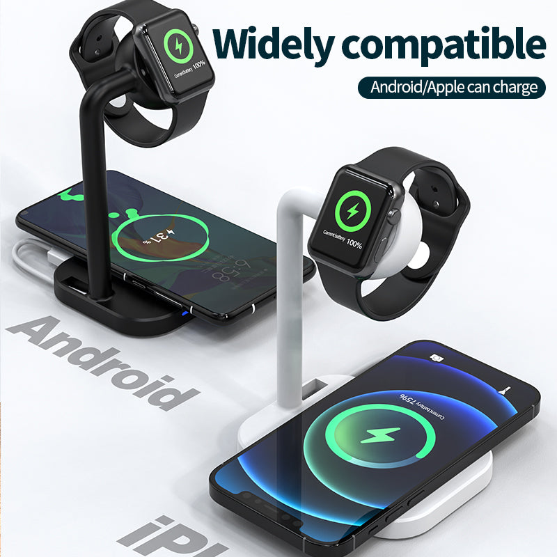 2 in 1 Magnetic Wireless Charger Desktop Wireless Fast Charging Base Stand Dock Station for Apple Watch/iPhone
