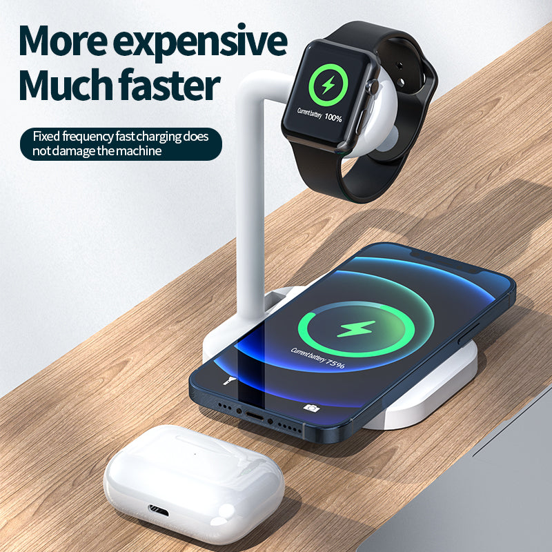 2 in 1 Magnetic Wireless Charger Desktop Wireless Fast Charging Base Stand Dock Station for Apple Watch/iPhone