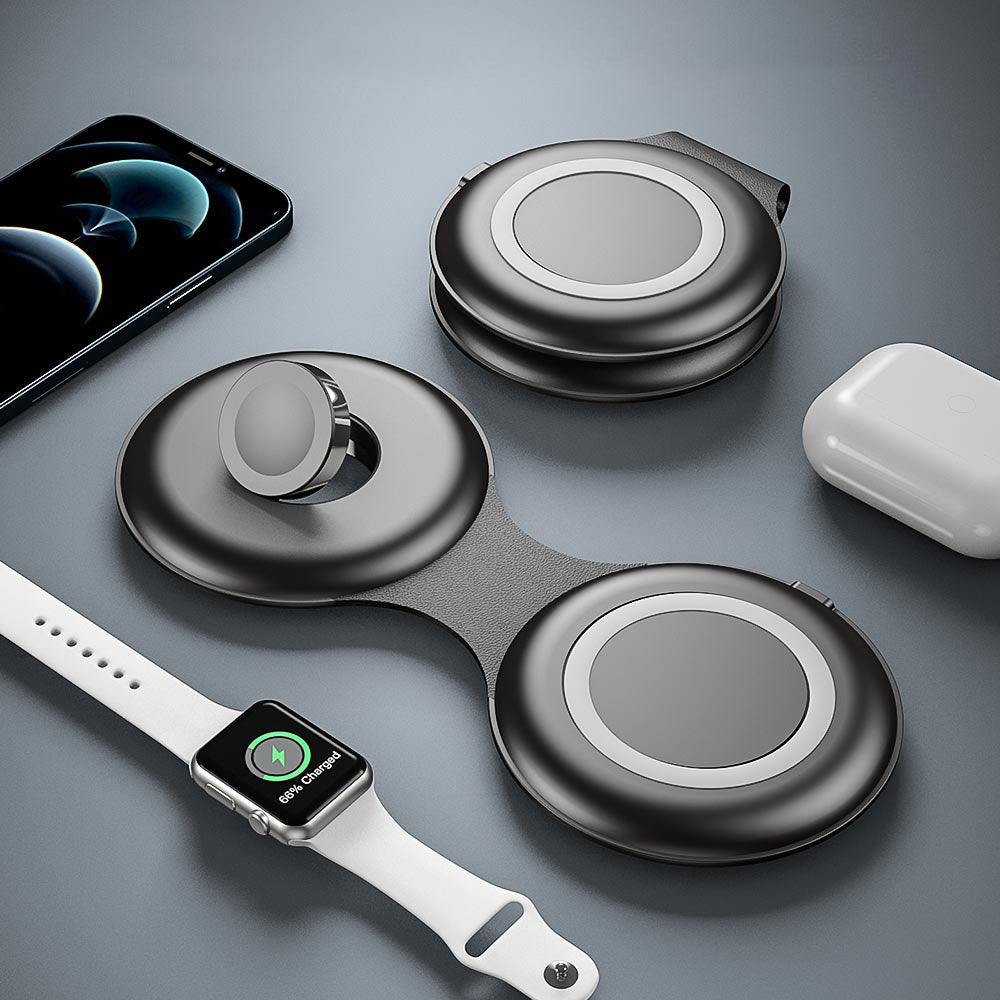 WS40 15W 3 in 1 Multi-functional Folding Wireless Fast Charger with Magnetic Adsorption