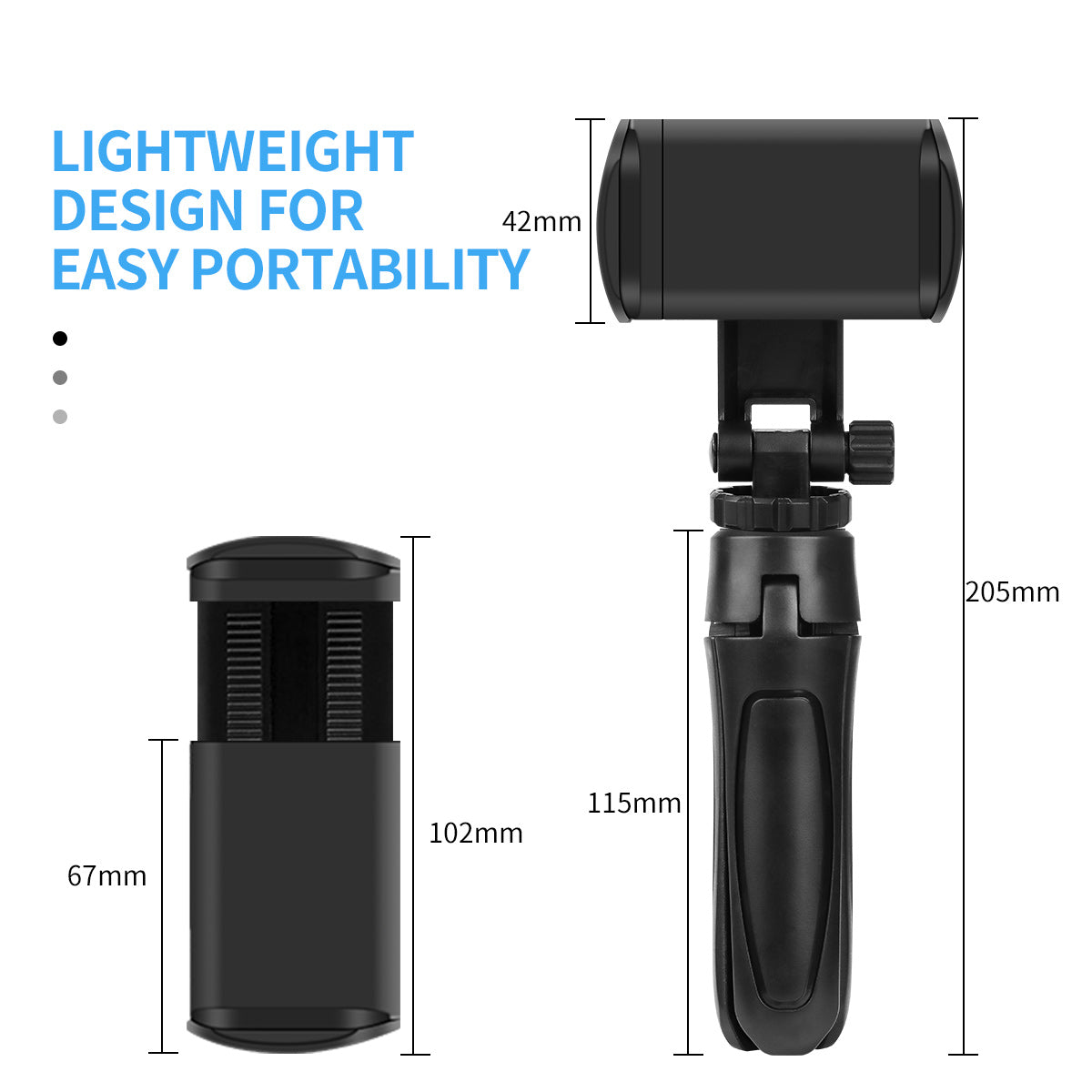 1/4 inch Mini Desktop Tripod Phone Holder Stand with Clip for DJI OSMO Mobile 2 Feiyu Vimbal 2 Action Camera