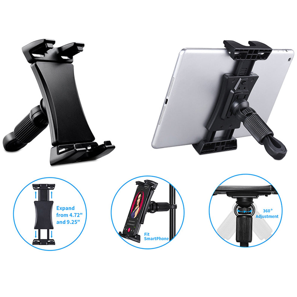 Tripod Mount Phone Holder Adjustable Tablets Stand Car Backseat Phone Holder with 1/4 Hole for Live-streaming Video Recording Photography