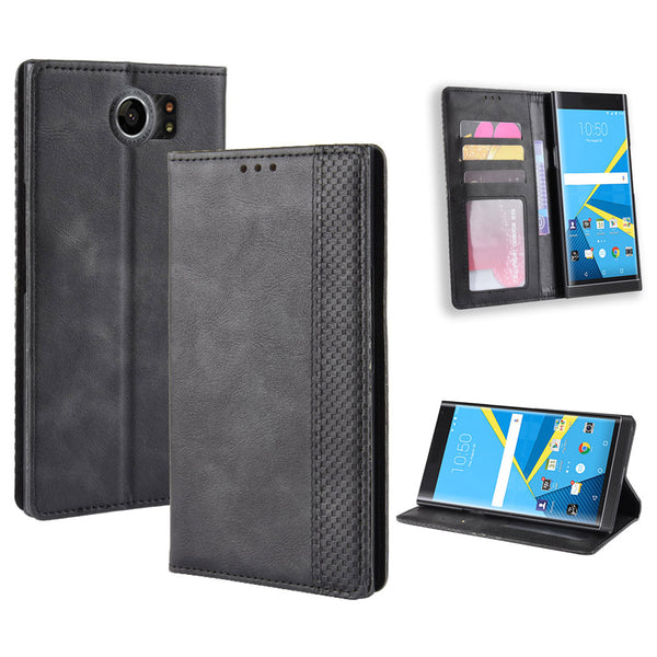Vintage Style PU Leather Mobile Phone Case Accessory for BlackBerry Priv