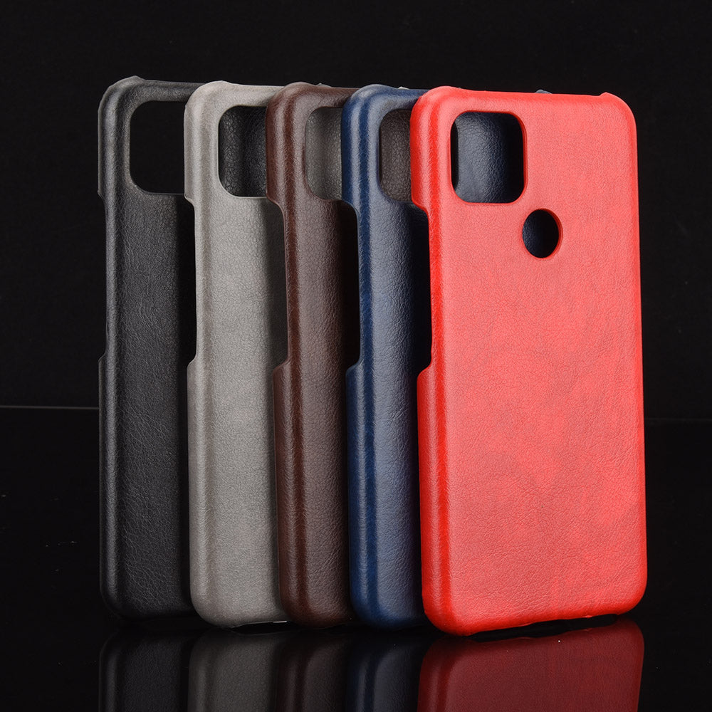 Litchi Skin Leather Coated PC Unique Design Shell for Google Pixel 5