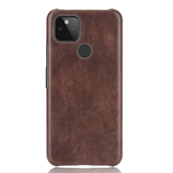 Litchi Skin Leather Coated PC Unique Design Shell for Google Pixel 5