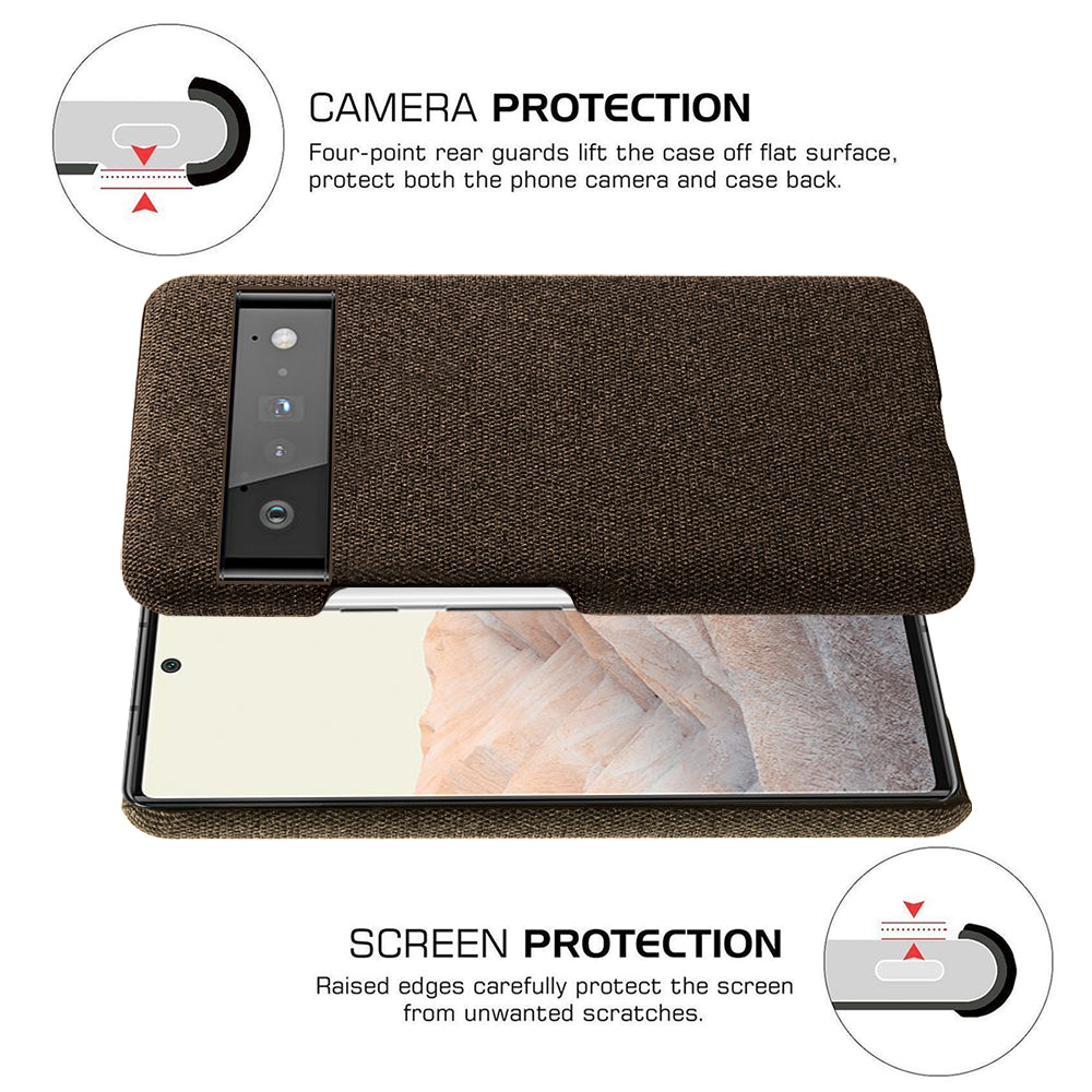 For Google Pixel 6 Pro Cloth Coated Hard PC Shockproof Non-Slip Phone Case Anti-Fingerprints Cover