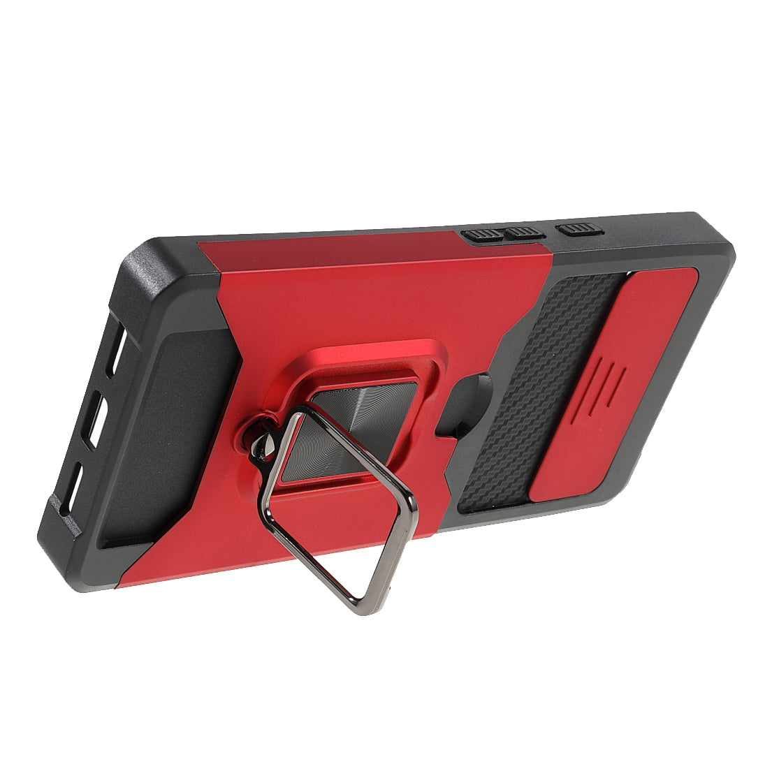 Ring Kickstand Hard PC + TPU 2-in-1 Shockproof Protective Case with Slide Camera Cover and Card Holder for Google Pixel 6