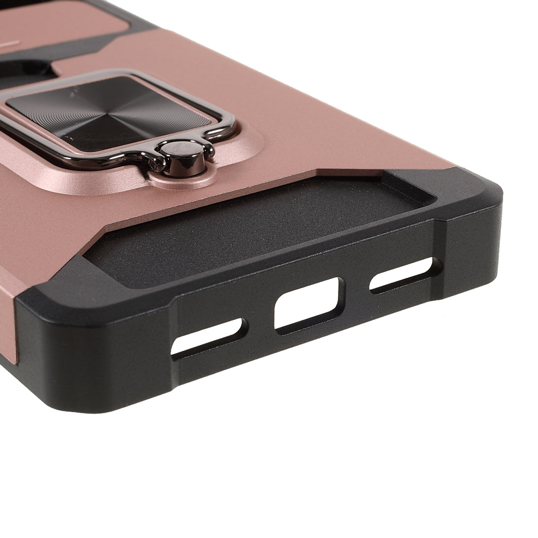 Ring Kickstand Hard PC + TPU 2-in-1 Shockproof Protective Case with Slide Camera Cover and Card Holder for Google Pixel 6