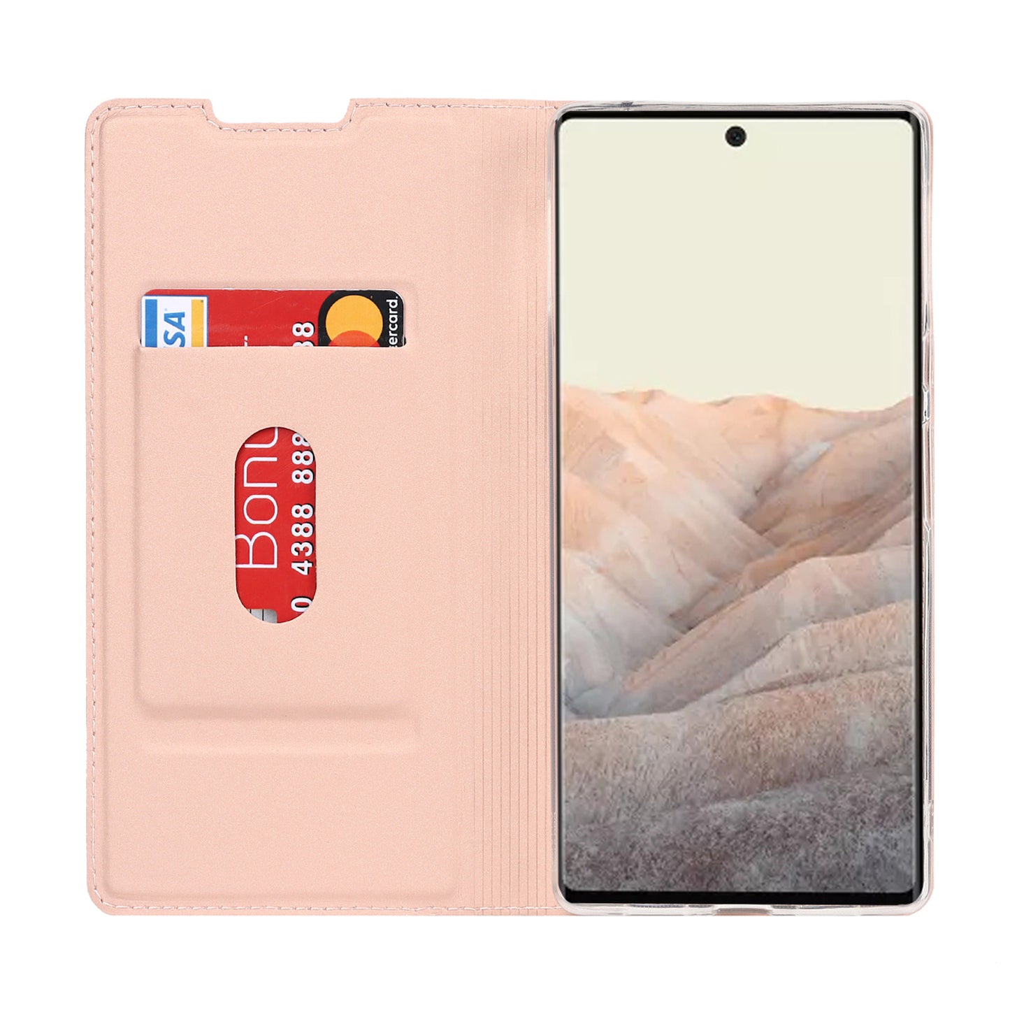 PU Leather Card Holder Design Light Slim Protective Phone Case with Stand for Google Pixel 6 Pro