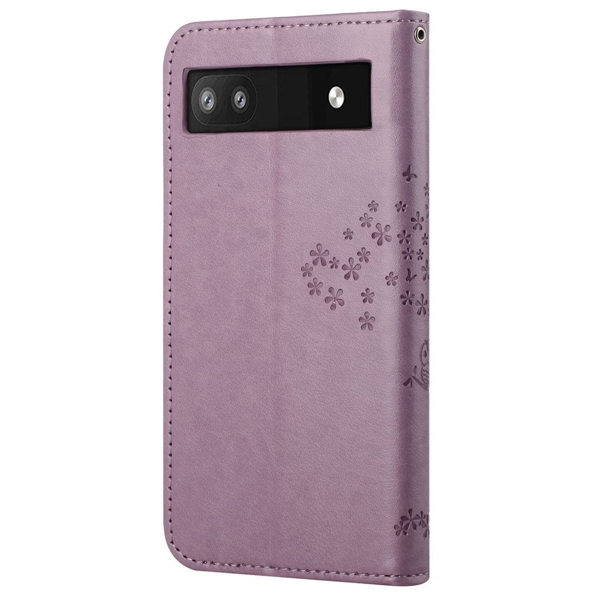 Scratch-proof PU Leather Protective Cover Imprinted Owl Pattern Phone Case with Stand Wallet for Google Pixel 6a