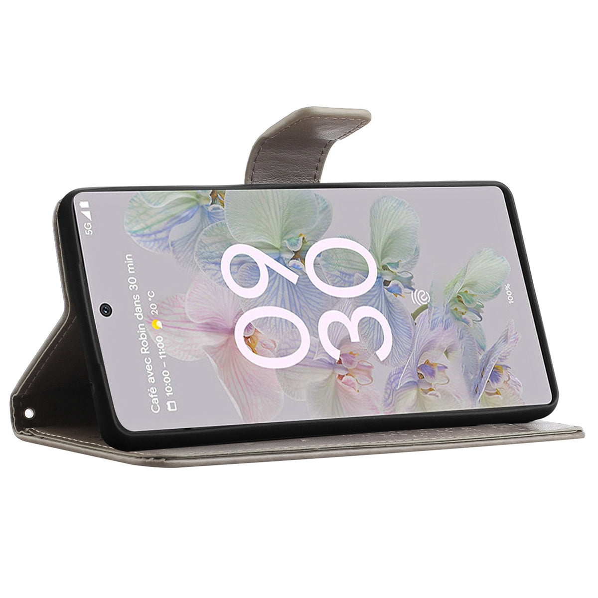 Scratch-proof PU Leather Protective Cover Imprinted Owl Pattern Phone Case with Stand Wallet for Google Pixel 6a