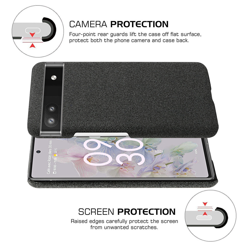 Cloth Texture Coating Shockproof Hard PC Phone Case Shell for Google Pixel 6a