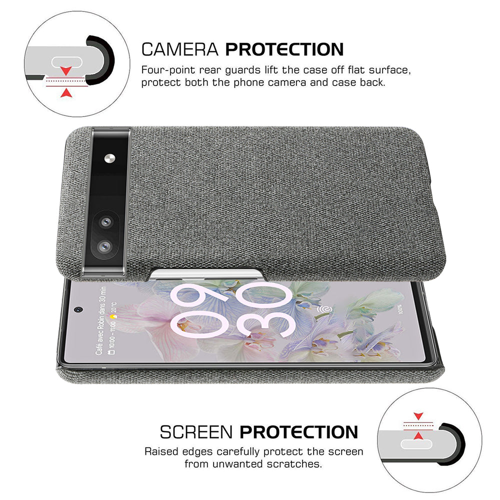 Cloth Texture Coating Shockproof Hard PC Phone Case Shell for Google Pixel 6a