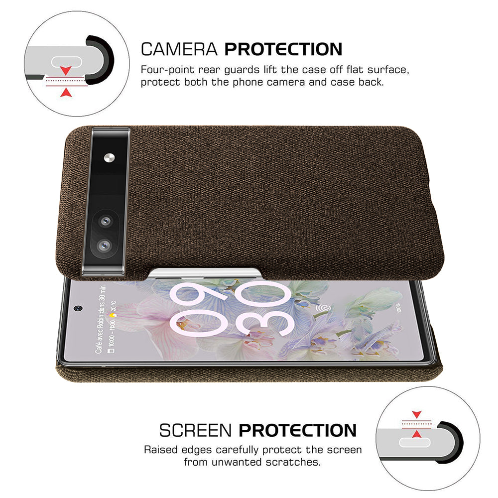 Cloth Texture Coating Shockproof Hard PC Phone Case Shell for Google Pixel 6a