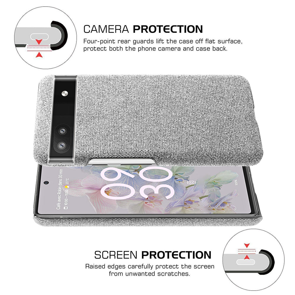 Cloth Texture Coating Shockproof Hard PC Phone Case Shell for Google Pixel 6a